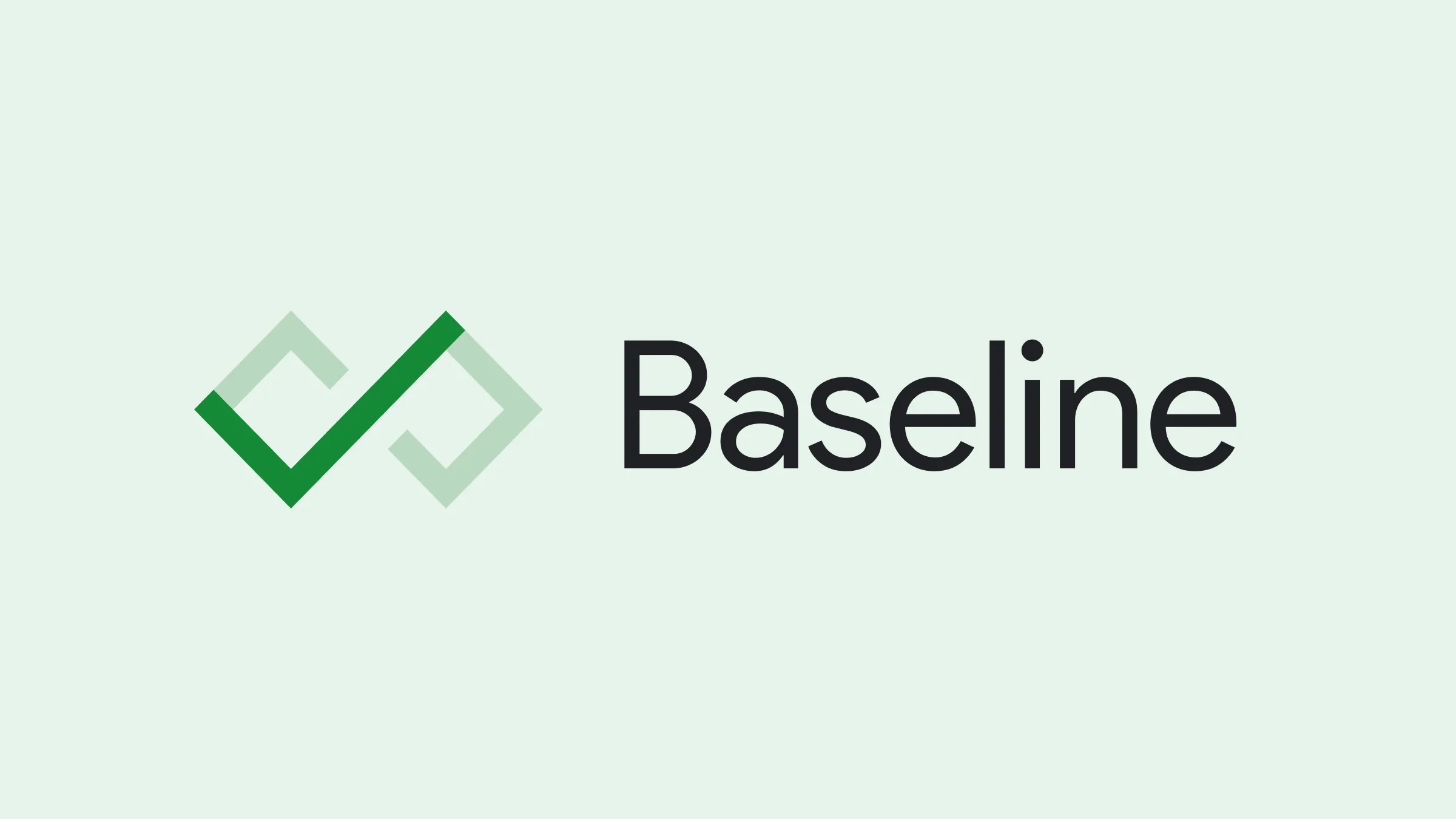 The Baseline wordmark beside its double check mark, on a pale green field.